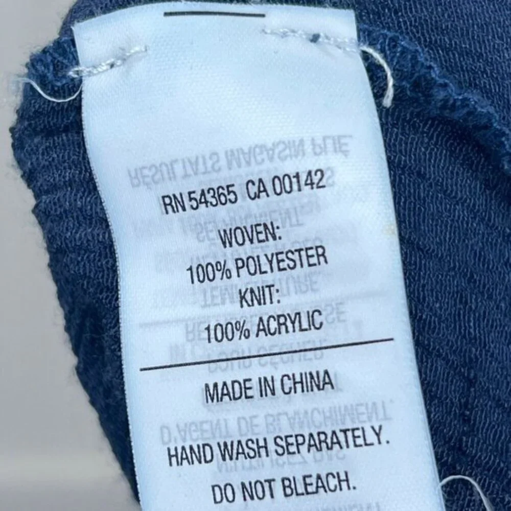 NYGARD Blouse Navy Crochet Hippie Indie Fairy Whimsy Festival V-Neck Fringe L - Picture 7 of 7